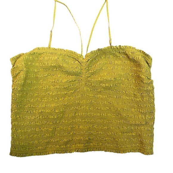 Madewell Smocked Halter Crop Top Size XXL | Citrus Lime 90s Inspired - Picture 5 of 10